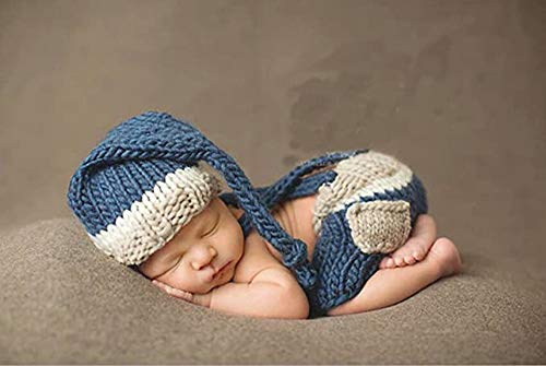 Jastore Baby neugeborenen Kostüm Fotografie Prop Süss Crochet häkeln Strickmütze Hut Cap Mädchen Jungen Windel (0-1 Monat, Blau) Cover