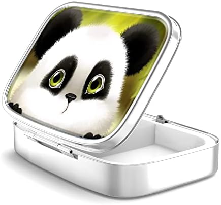 Pill Box 2 Compartment Medicine Pill Case,Portable Pill Box for Pocket or Purse Pill Box Decorative Metal Medicine Vitamin Organizer Unique Gift