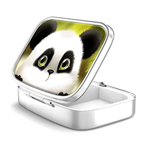 Hion 2 Compartment Pill Box, Portable Pill Box for Pocket or Purse, Decorative Metal Pill Box, Vitamin Organizer, Unique Gift