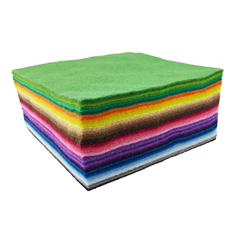 flic-flac 42pcs1.4mm Thick Soft Felt Fabric Sheet Assorted Color Felt Pack DIY Craft Sewing Squares Nonwoven Patchwork (30cm 30cm)