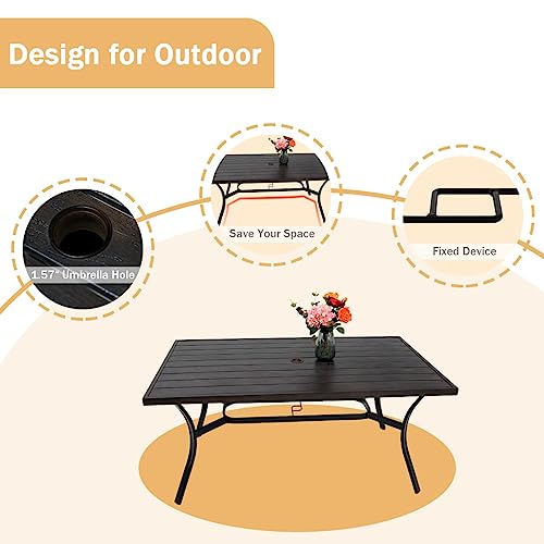 Meooem Outdoor Patio Dining Set Of 7 With Metal 63 Inch Rectangular Dining Table And Bistro Chairs For Garden,Backyard Christmas Decoration #TOP2