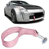 Rennsport Abschlepphaken aus Stoff Rosa / Pink Lange Variante Universal - Extra sportliche Optik - Sehr stabil mit hoher Zugkraft - Gesamtlänge Stoff: 26,5cm - Gewinde: M19 Rechtsgewinde - Gewindelänge: 30mm