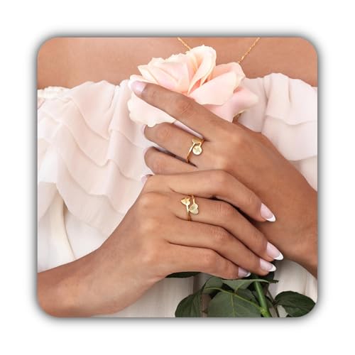 Bague Double Cœur personnalisée pour la Fête des Mères et Noël avec empreinte doigt