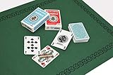 Esta alfombra de cartas verde de fieltro de 40 x 60 cm, acompañada de 2 juegos de 54 tarjetas, es perfecta para las hermosas partes de Belote, Rami, Poker, Bridge... y por qué no también, de Presidente o de Kems?