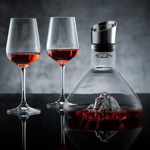 Foto von DZGUAI Weindekanter, 1,4 l Weinbelüfter mit eingebautem Belüfter, Edelstahlfilter, mundgeblasen, bleifreien Kristallglas-Weindekantern