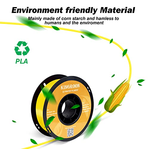 Image of Kingroon PLA 3D Printer Filament, Dimensional Accuracy + /- 0.02 mm, 1 kg Spool(2.2lbs), 1.75 mm,Yellow