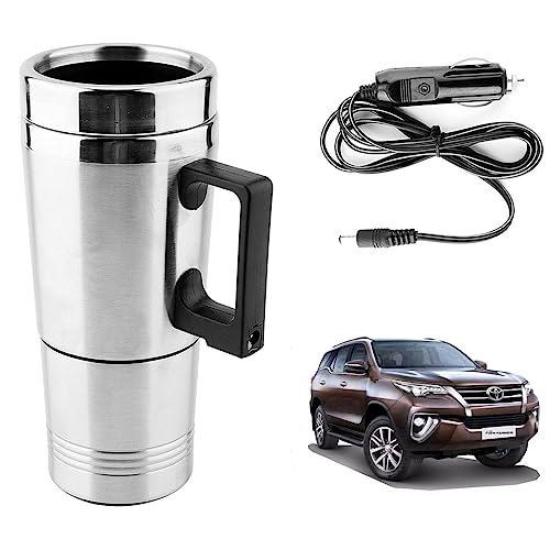 Image of Oshotto 12V Stainless Steel Car Heating Kettle /Mug, Travel Friendly electric Tea /Coffee maker Compatible with Toyota Fortuner (300ml)