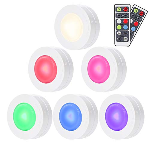 Preisvergleich Produktbild SALKING Schrankleuchten LED Nachtlicht mit Fernbedienung, Halloween RGB Leuchtmittel Dimmbar, Farbwechsel Birnenmit 16 Farben, Treppen Licht, Schlafzimmer, batteriebetrieben und 3M Klebend, 6er