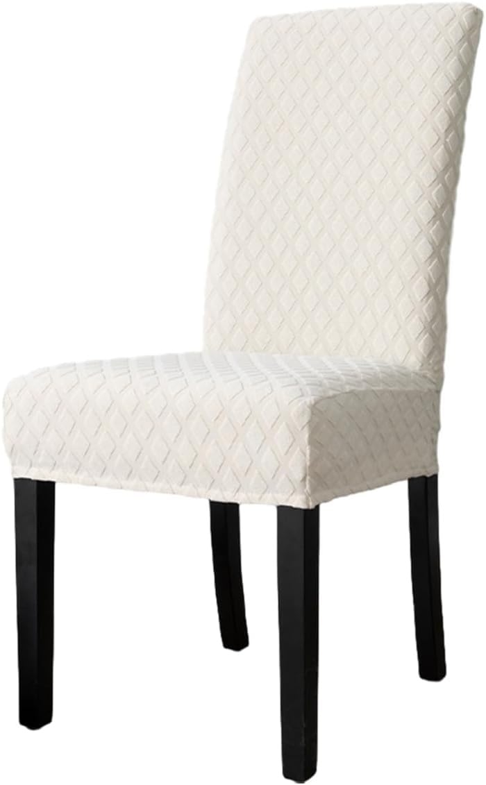 Housse de chaise jacquard blanche : lot de 6 protections extensibles