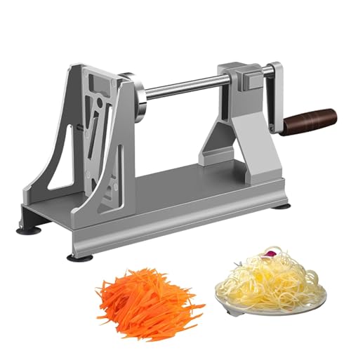 YXZQLOZ Rallador de tambor giratorio manual con ancho ajustable y 3 tamaños de hoja (2/3/4 mm) rallador de verduras de mano para una fácil preparación de ensaladas y alimentos, para patatas y