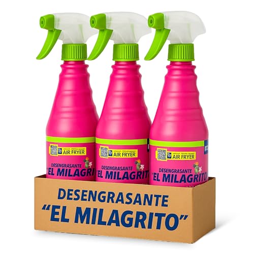 Desengrasante Spray, Limpiador quitagrasas El Milagrito, Quitagrasas ElMilagrito, Multiusos para Cocina, Hornos, Microondas, Industrial y Más, Formato Ahorro, 3 Botes de 750 ml