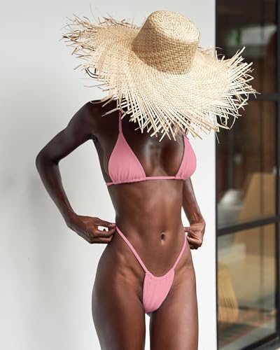 Image of XUNYU Thong Bikini Sets for Women - Brazilian Micro String Bikinis Sexy Two Piece Swimsuit Triangle Top Halter Bathing Suits