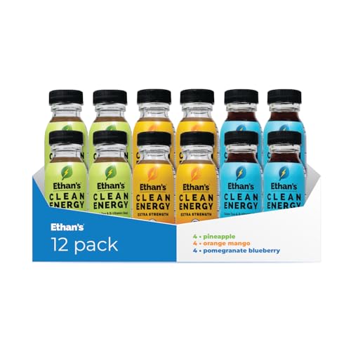 Image of Ethan's Organic Clean Energy Shots Variety Pack, 8 Pack of 2oz | 150-200mg Caffeine | 4 Organic Flavors | Green Tea, Guayusa, Lion's Mane & Cordyceps | Sugar-Free, Vegan, Gluten-Free, USDA Organic