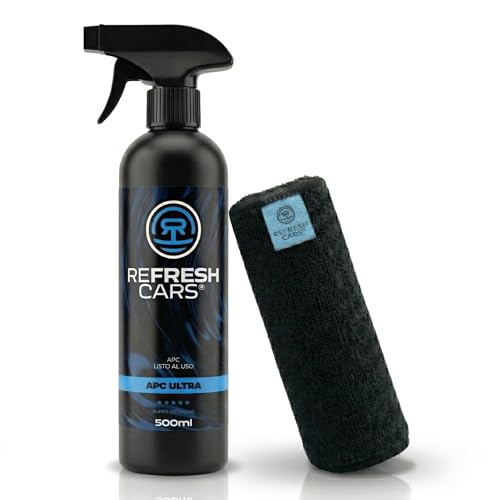 Refresh Cars® APC Ultra - Limpiador Multiusos Coche Profesional (500ml) - Fórmula Listo al Uso - Incluye Toalla de Microfibra - Ideal para Tapicería, Salpicaderos, Plásticos y Motor