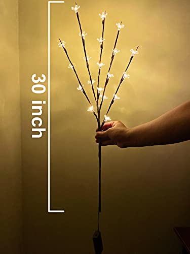 Pheila 2 Pack Cherry Blossom Branch Lights 20 Led Battery Operated Twig Branch Light Cherry Flower Decoration Vase Fillers For Indoor Home Lawn Wedding Patio Party And Holiday Decorations - Warm White #TOP2