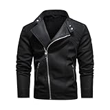 veste homme hiver blouson UHouse Blouson Moto Homme Surchemise Cuir Jacket de Travail Vestes Casaul Vêtements Polaire Vintage Bomber Chaude Vetement Décontracté Automne Hiver Cowboy Noir M