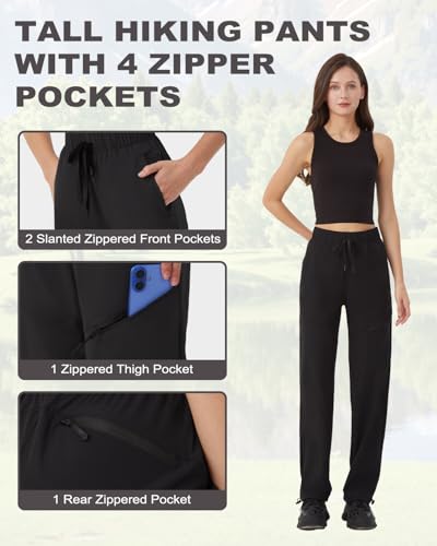 Zylioo 32"/34" Inseam Women's Tall Hiking Pants, Lightweight Quick Dry Cargo Pants with Zipper Pockets for Outdoor Activities4