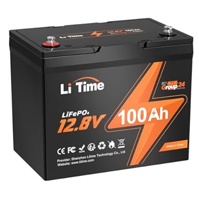 LiTime 12V 100Ah BCI Group 24 LiFePO4 Battery, 100A BMS Rechargeable Lithium Battery with Up to 15000 Cycles, 1.28kWh -Higher Energy Density, Perfect for RVs, Van, Trailer, MotorHome and Boats