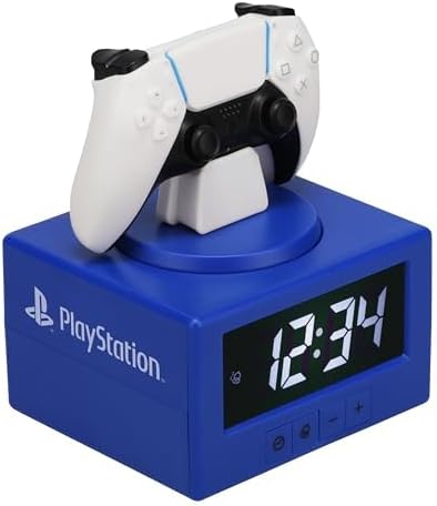 Paladone PlayStation DualSense Controller Alarm Clock with Night Light Digital Gaming Clock for Kids, Teens, and Bedrooms Official Licensed PlayStation Decor