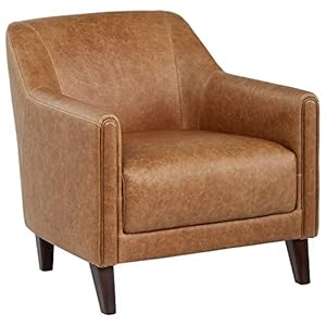 Amazon Brand – Stone & Beam Grover Modern Living Room Accent Chair, 30″W, Cognac Leather