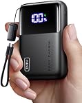 INIU Ultra Small Laptop Power Bank, 20000mAh 65W Fast Charging Portable Charger, Flight-Safe Chargeur Portatif with Detachable USB-C Cable, for iPhone Samsung MacBook HP Dell Lenovo etc, Black