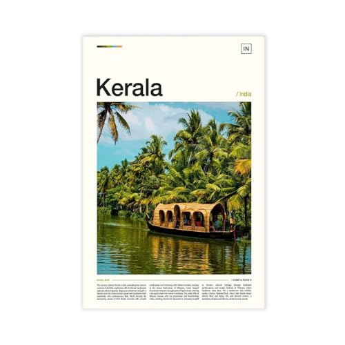 Kerala, Photo, India, City ​​​​map Scenery Landscape Living Room Canvas