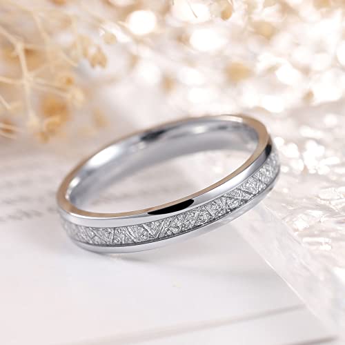 THREE KEYS JEWELRY Women Wedding Hunting 4mm/6mm/8mm Bands Titanium Viking Carbide Meteorite Ring with Jewels Polished Infinity Unique for Her Silver3