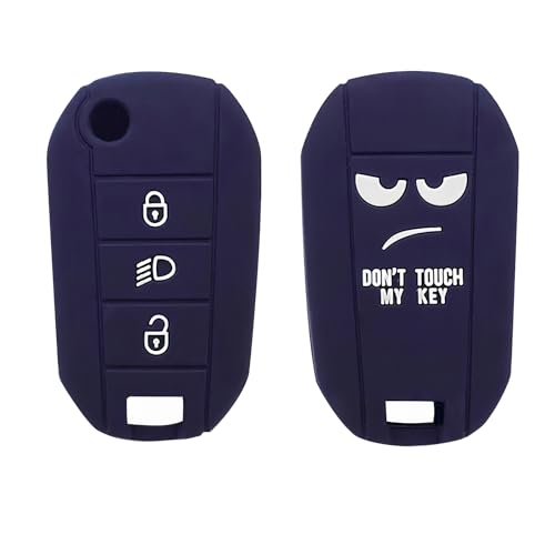 Coque de Porte-clés Accessoires Pièces de Rechange Housse de Clé Télécommande Étui en Silicone pour Clé de Voiture pour Peugeot 208 308 3008 2008 307 pour Peugeot 508 407 Expert Rifter Partner (Bleu)