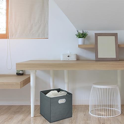 Relaxdays Aufbewahrungsbox, 4er Set, Faltbare Regalboxen, Grifflöcher, HxBxT: 32 x 33 x 33 cm, Faltboxen, Vlies, grau