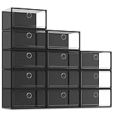 12 Pack Shoe Storage Box, Clear Plastic Stackable Shoe Organizer for Closet, X-Large Shoe Sneaker...