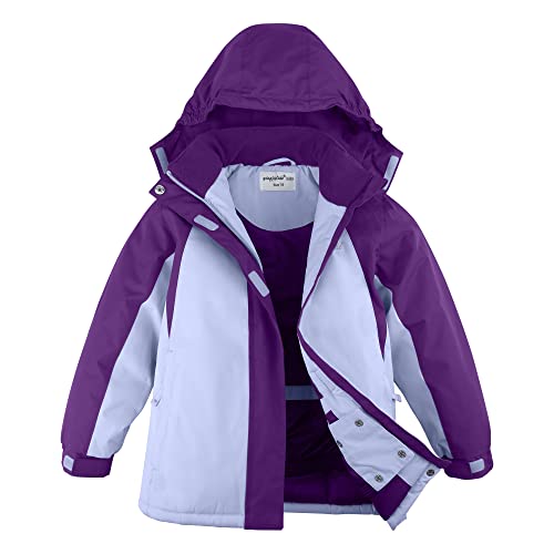Yingjielide Girl's Waterproof Ski Jackets,Kids Warm Winter Snow Coat,Fleece Lined Hooded Outerwear,Snowboarding Windproof Lilac 5-6 Years #TOP28