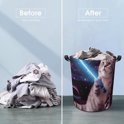Grand panier à linge pliable chat de l'espace pour la chambre - 7