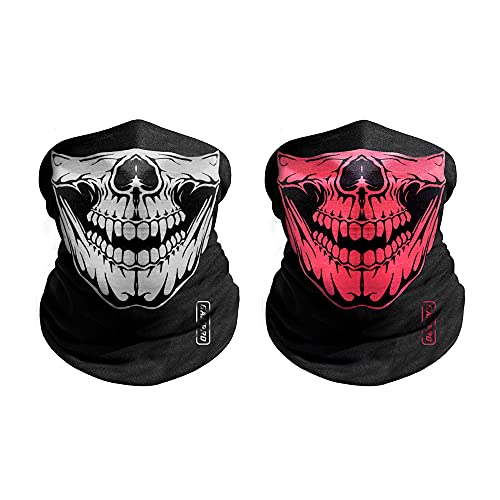 GAMPRO- Máscara facial de calavera transpirable para ciclismo, senderismo, camping, escalada, pesca, caza, correr, motociclismo (negro y rosa) Cover