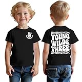 Young Wild and Three Shirt Boy 3rd Birthday Outfit Toddler T-Shirt 3 Year Old Boy Third B-Day Party Tee Tops (Black, 3T)