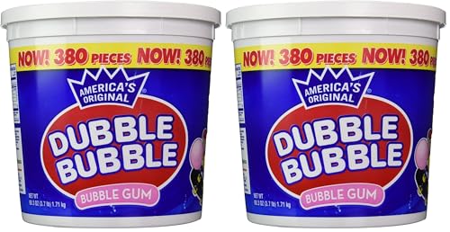 Dubble Bubble Tub, Original Flavor, 380-Count, 60.3 Oz(3.7 lb) (Pack of 2)