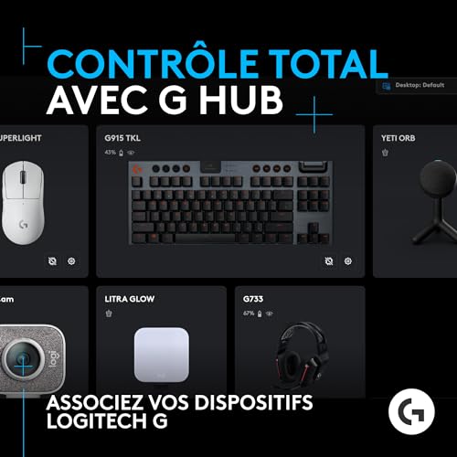 Logitech G Yeti Orb Microphone Gaming RVB à condensateur avec LIGHTSYNC, USB prêt à l’Emploi pour Streaming, cardioïde, pour PC/Mac - Noir