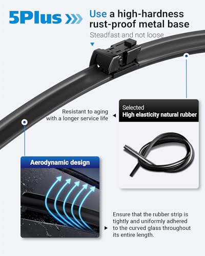 Image of Wipers Replacement for Ford Fiesta 2009-2019 Windshield Wiper Blades,26 inch+15 inch Windshield Wipers with 12 inch Rear Wiper Blade - Factory Fit & All-Season OEM Quality (Pack of 3)