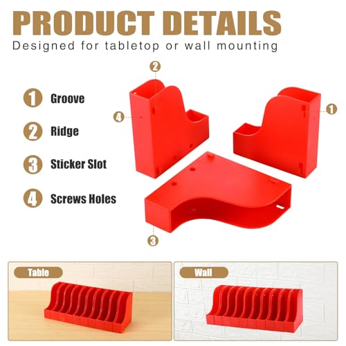 Geelin 10 Pack Sandpaper Storage Organizer Boxes 5 Inch Sanding Discs Tool Storage Set with Grit Labels and Expansion Screws Individual Connectable Sanding Discs Organizer Rack for Gift (Red) by Geelin - Image 4