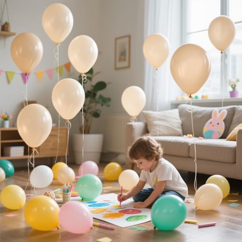 Image of Cream Balloons 10 Pack 36 inch Latex Party Neutral Round Beige Sand White Balloons for Birthday Wedding Baby Shower Gender Reveal Party Decoration