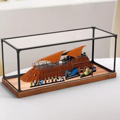 Acrylic Display Box for Lego 75397 Luxury Sailing Yachts Model, Transparent Dustproof Display Box, Compatible with 75397 (Display case only, kit not Included) (Wooden Base 3mm)