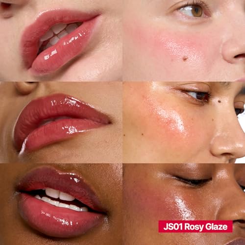 fwee Glowy Jelly Pot + Keychain SET | Dewy Jelly Lip & Blush Color, Tinted Glow Jelly Balm, Dewy Buildable Finish – Rosy Glaze (Dusty Rose) | 0.14 oz