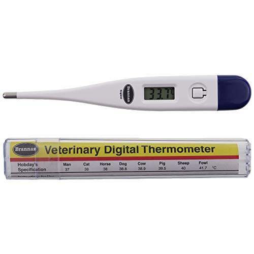 Brannan Thermomètre Numérique Vétérinaire pour Chiens, Chats, Chevaux et Autres Animaux de Compagnie avec Tableau des Spécifications Vétérinaires...