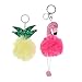 Produktbild Amosfun Plüsch Schlüsselanhänger Flamingo Ananas Pompons Anhänger Schlüsselring Geburtstagsgeschenk Muttertagsgeschenke 2 PCS