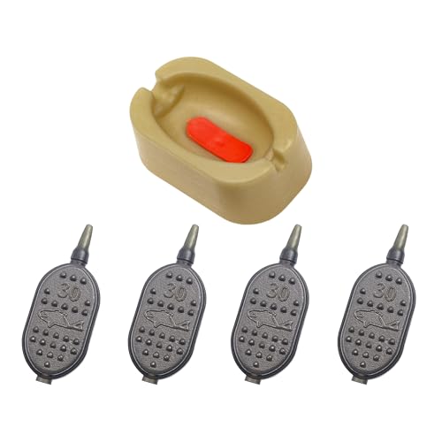 OFXDD Carp Fishing Method Feeder Set - Rubber Release Bait Holder & 4 Pcs Feeders (30g) - Carp Fishing Equipment