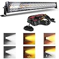 SLARY 32 Inch 180W LED Light Bar White/Amber Flasing Strobe Light with Six Modes Driving Fog Lights Spot Flood Combo Beam Bumper Lights with Switch Wiring Harness for Offroad Truck 4WD SUV ATV UTV