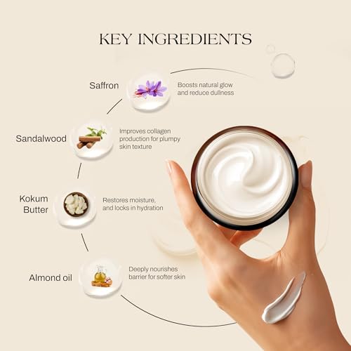 Image of Ashpveda Sandalwood & Saffron Nourishing and Restoring Night Cream | Anti Aging Cream Reduces Fine Lines & Wrinkles | Oil Free & Non Sticky Moisturizer | For Glowing Youthful All Skin Type (30 gm)