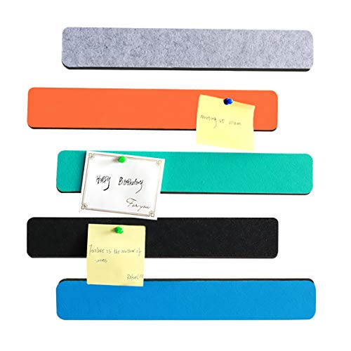 Felt Bulletin Board Cork Board Bar Strip Self-Adhesive Pin Board Bar with Push Pin for Home Office Classroom Display Message Frame-Less Cork Board Tiles for Wall Decor (Colorful)