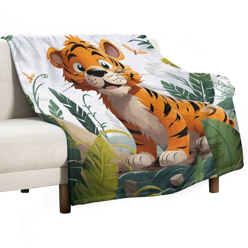 Couverture flanelle moelleuse et confortable version verticale tigre - 2