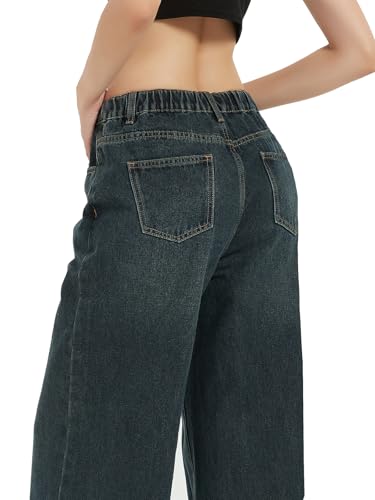 Xineicy Women's Jeans Y2K Wide Leg Baggy Jeans High Waist Loose Vintage 90s Boyfriend Denim Pants4