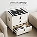 WINNIESHOP Smart Nightstand with Charging Station, Adjustable LED, Bluetooth Speaker, USB Ports, Fingerprint Lock, Bed Side Tables Bedroom Nightstand with Drawers for Bedroom (White, 3-Drawer)